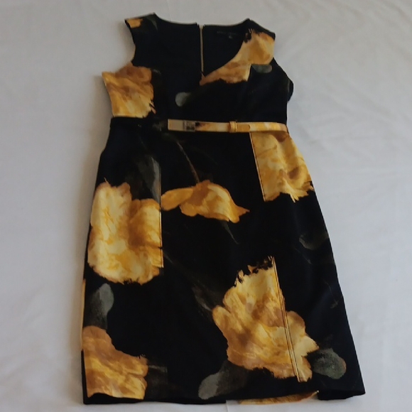 White House Black Market Gold and Black Sheath Midi Dress - Picture 2 of 7